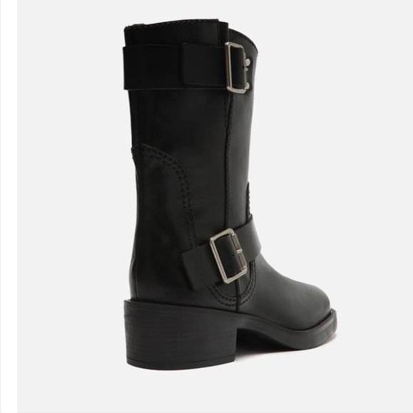 NEW Arezzo Lucy Low Block Black Leather Boot, Sz 8 - Picture 3 of 12